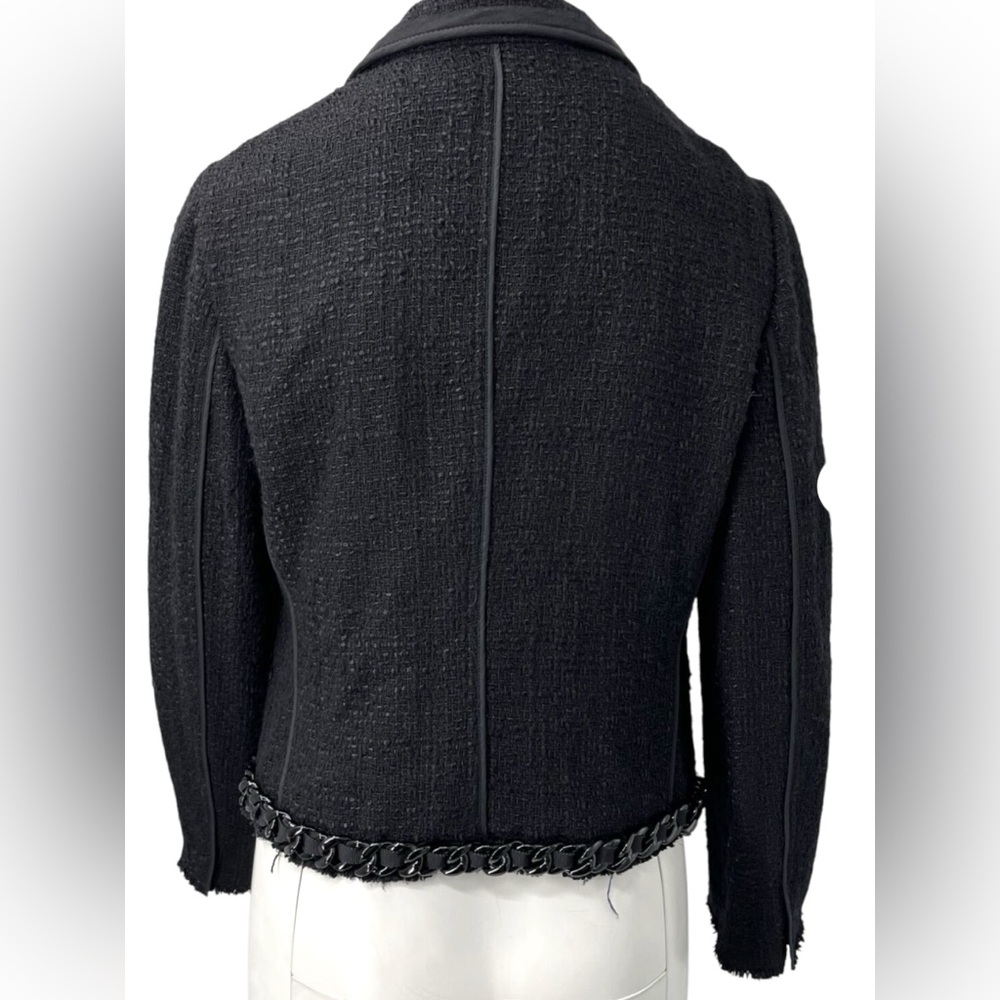 Prada - Black Tweed Chain Embellished Jacket Sz 42 - Picture 8 of 16